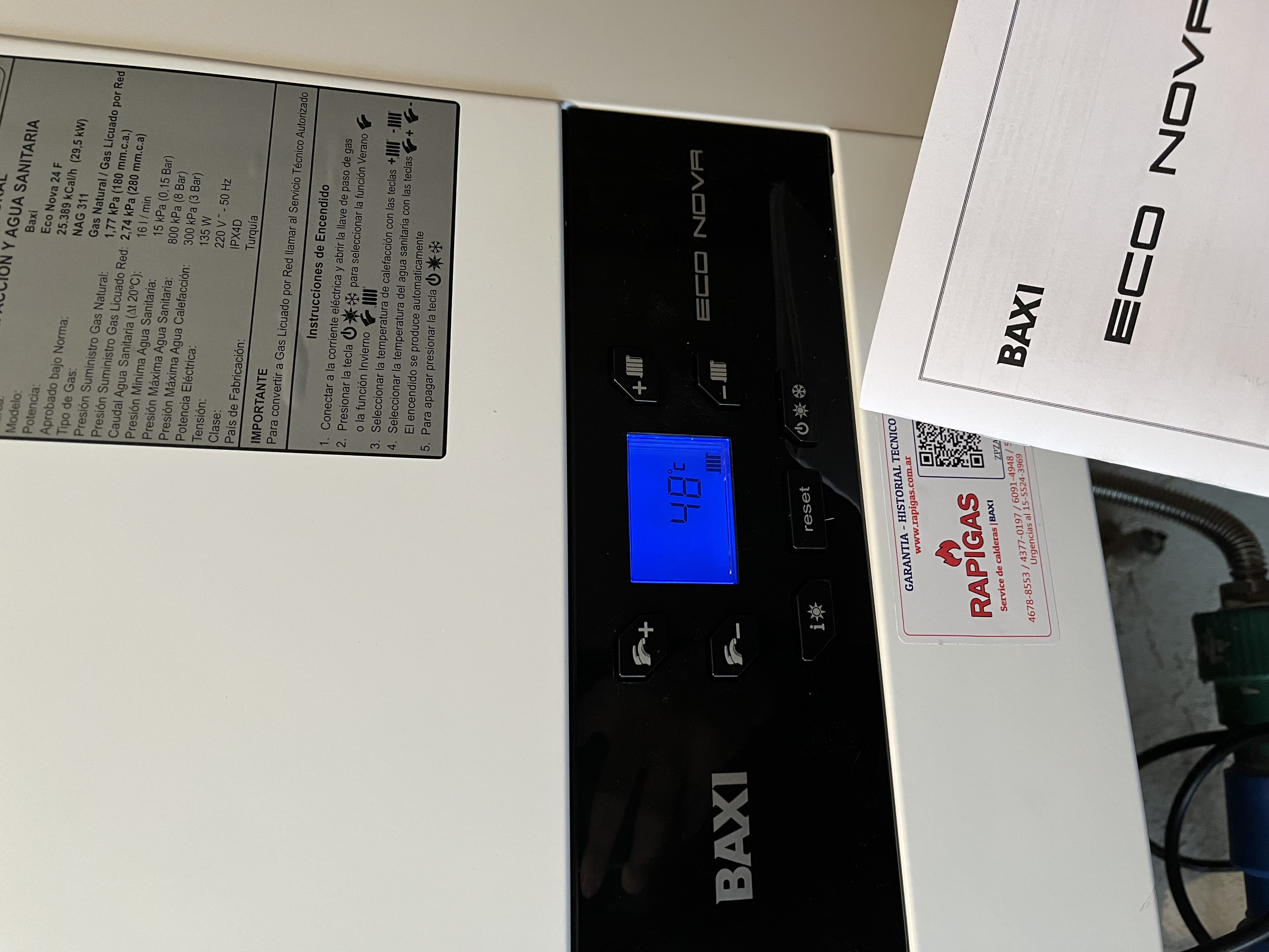 Caldera BAXI Eco Nova 24F en LA PLATA - RAPIGAS CALEFACCIÓN